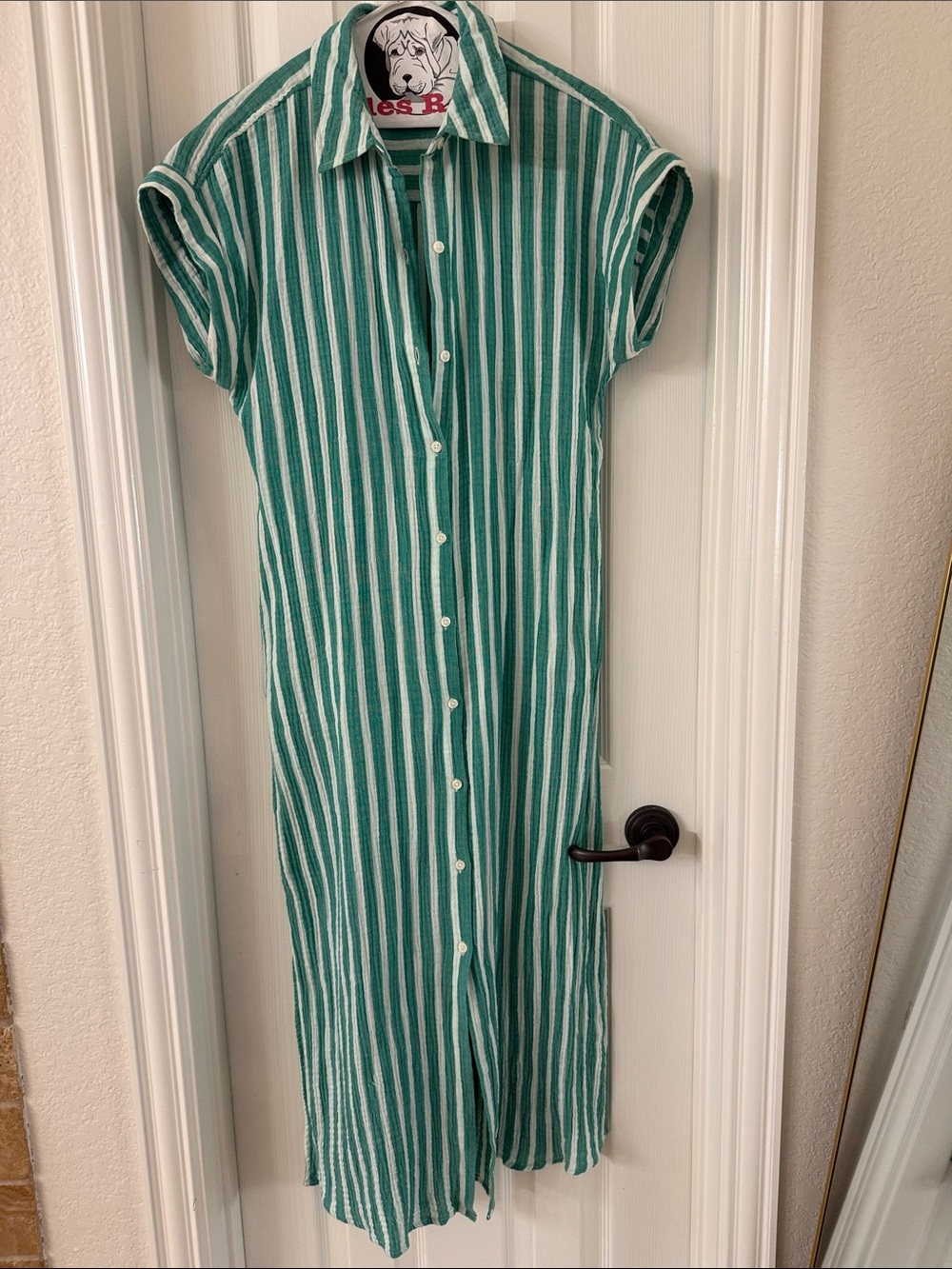 Universal Thread Green and White Striped Maxi Shirt Dress